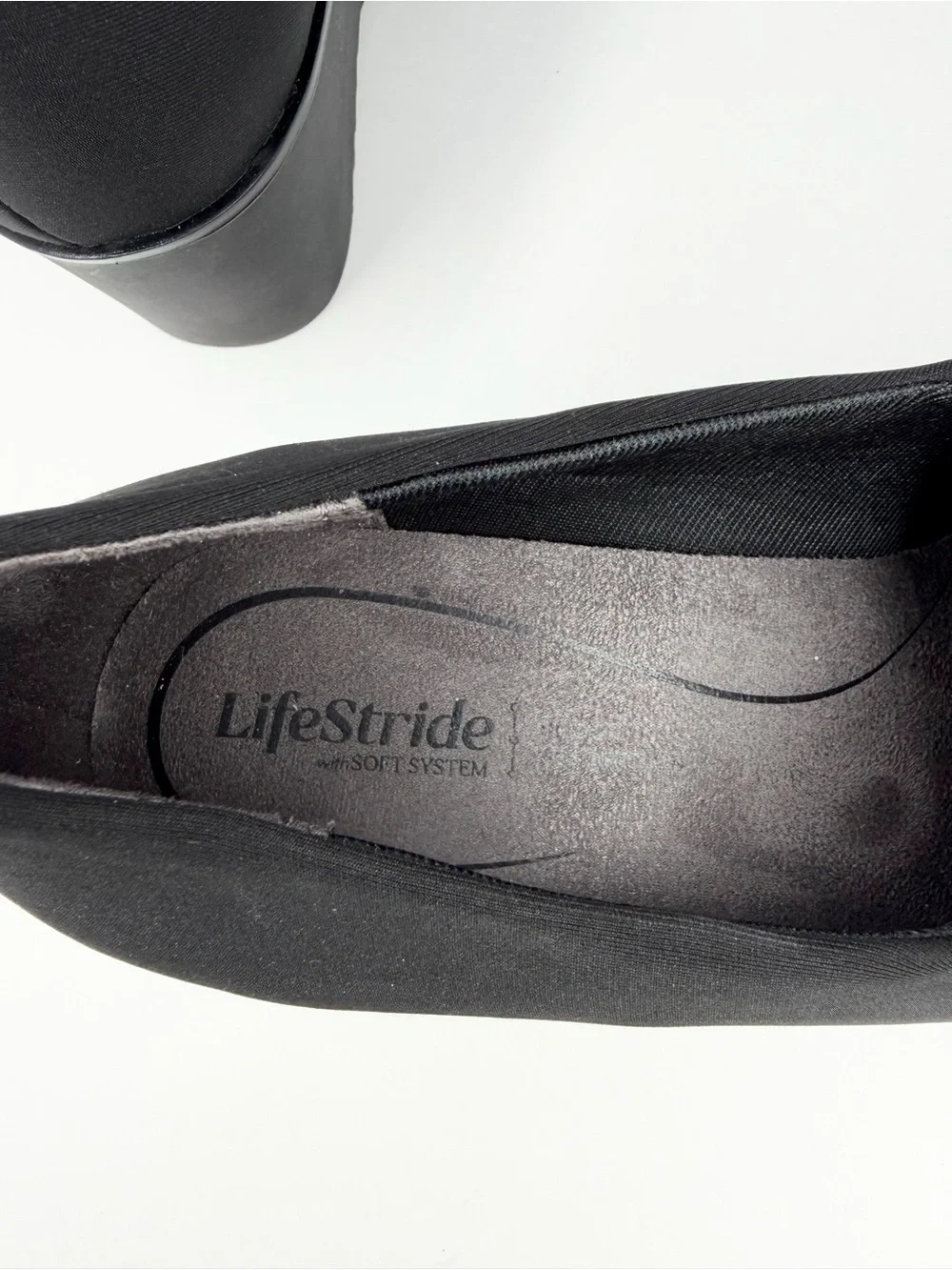 LifeStride Women's Ziva Round Toe Wedge Shoes Black Knit Fabric Size 8W